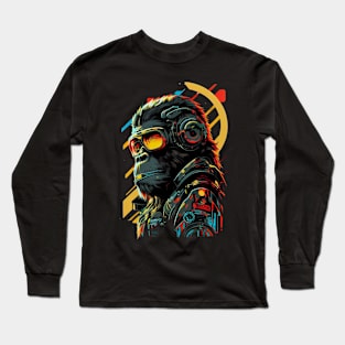 Anime Cyber Ape (Sci-Fi Ape Vintage Retro Future Design Cyberpunk Space Ape) Long Sleeve T-Shirt